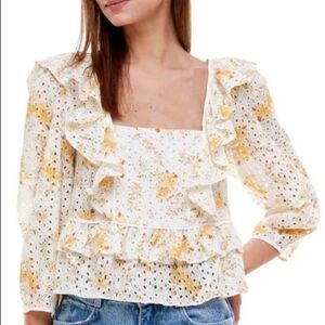 wayf asher eyelet embroidered peplum crop top